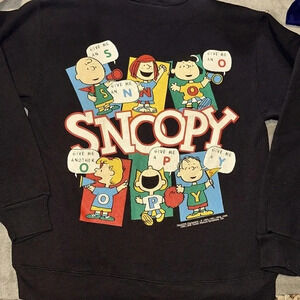 RARE ‼️Vintage 1970’s Snoopy Charlie Brown Black Sweatshirt Tultex Medium